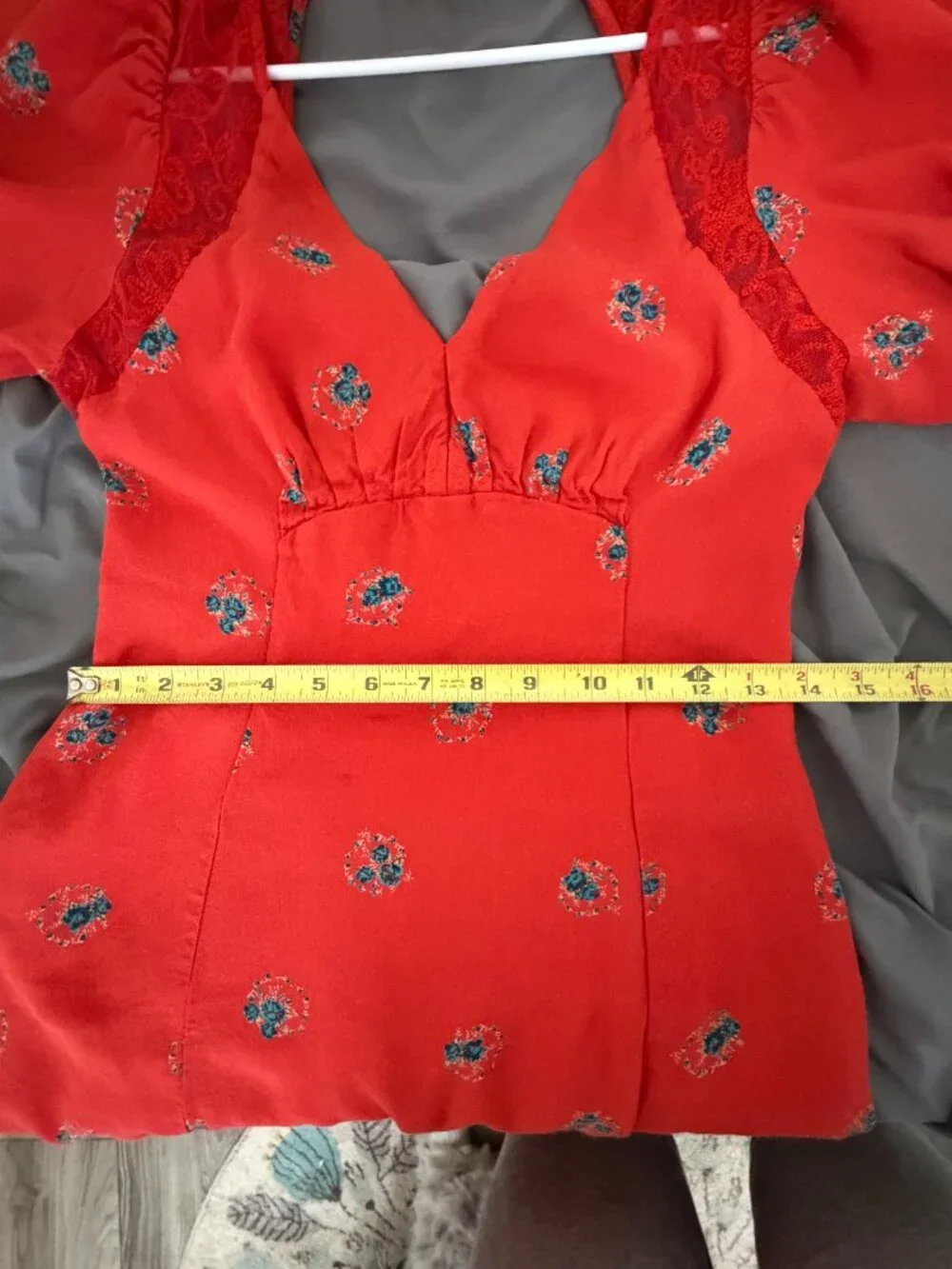 Free People Mockingbird Open Back Mini Dress Red Floral - Picture 6 of 16